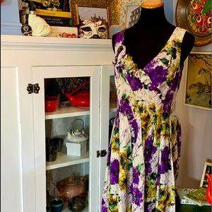 Classy & Romantic Purple Rosettes & Ruffles Swing Summer Dress Watercolor Floral